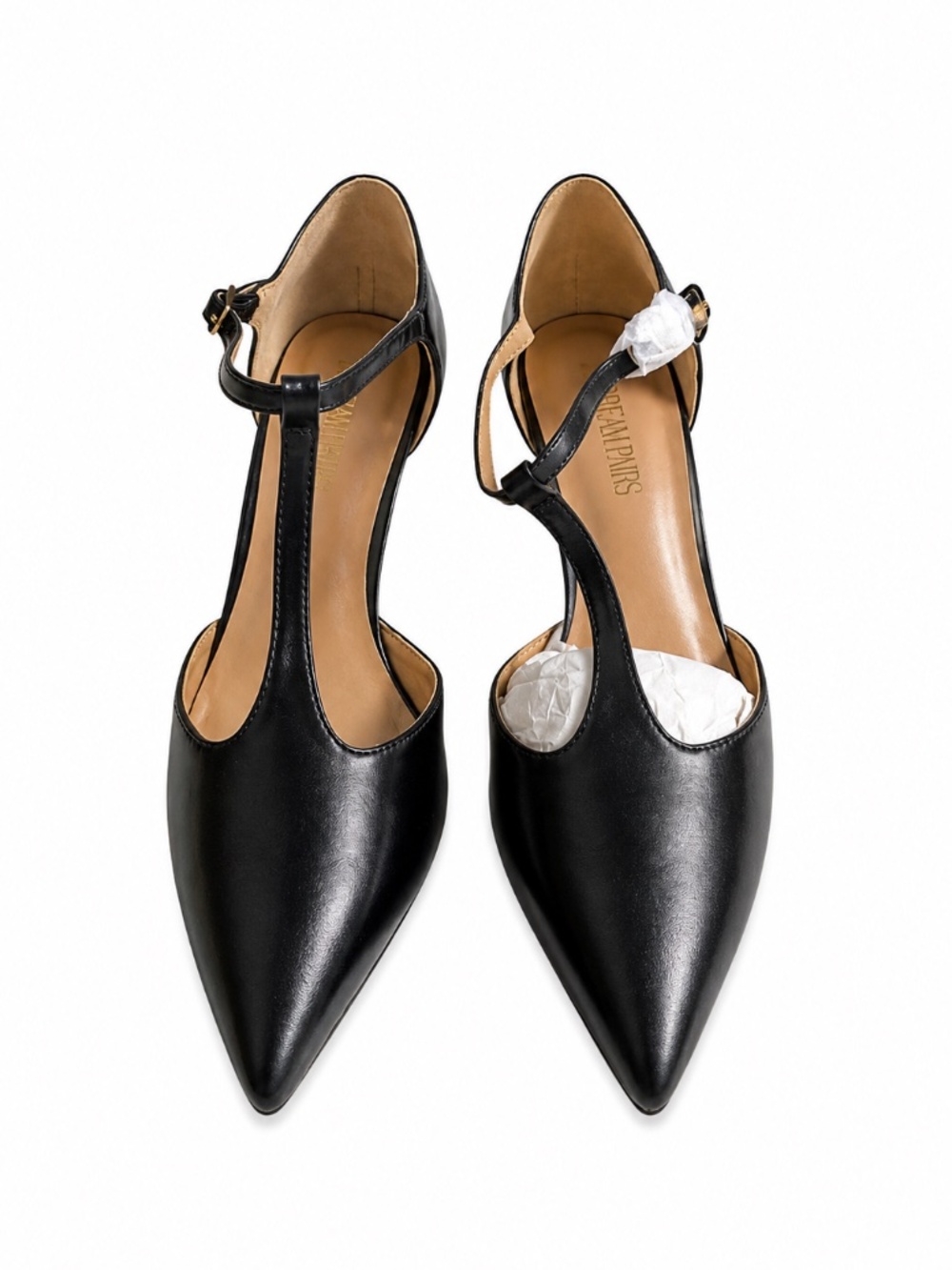 Dream Pairs Women's Black T-Strap Pointed Toe Heel Pumps, 9.5 - Picture 3 of 7
